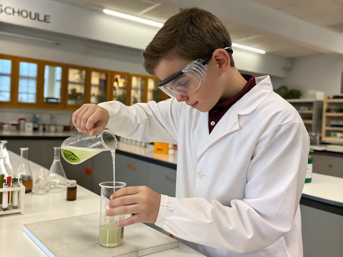 A person carefully extracting essential oil from plant material using a distillation apparatus, showcasing the practical skills taught in the video training.
